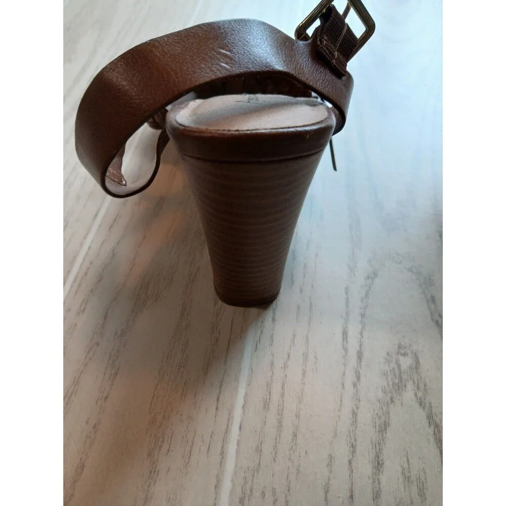 American Eagle Women’s Brown Strappy Open Toe Block Heel Sandals Buckle Size 9
